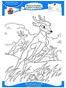 Çocuklar İçin Bambi Boyama Sayfaları 